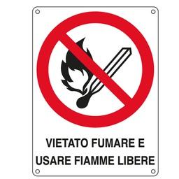 [79810] CARTELLO ALLUMINIO 16,6x23,3cm 'Vietato fumare e usare fiamme libere''