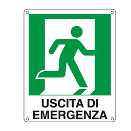 [76911] CARTELLO ALLUMINIO 25x31cm 'USCITA DI EMERGENZA A DX'