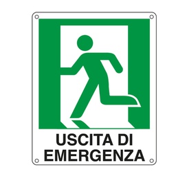 [76910] CARTELLO ALLUMINIO 25x31cm 'USCITA DI EMERGENZA A SX'