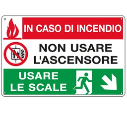[79832] CARTELLO ALLUMINIO 30x20cm 'In caso di incendio non usare l'ascensore...'