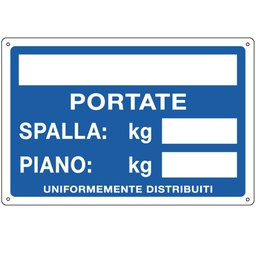 [79827] CARTELLO ALLUMINIO 30x20cm 'Portate: Spalla / Piano'