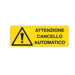 [76905] CARTELLO ALLUMINIO 35x12,5cm 'ATTENZIONE CANCELLO AUTOMATICO'