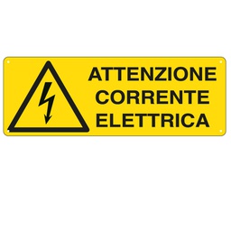 [76907] CARTELLO ALLUMINIO 35x12,5cm 'ATTENZIONE CORRENTE ELETTRICA'