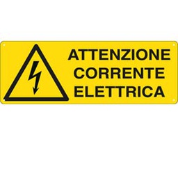 [76907] CARTELLO ALLUMINIO 35x12,5cm 'ATTENZIONE CORRENTE ELETTRICA'