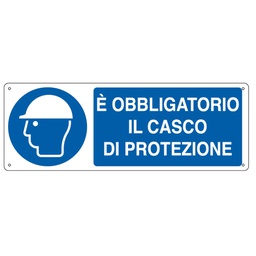 [79813] CARTELLO ALLUMINIO 35x12,5cm 'E' obligatorio il casco di protezione''