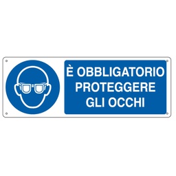 [79812] CARTELLO ALLUMINIO 35x12,5cm 'E' obligatorio proteggere gli occhi''