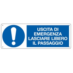 [79811] CARTELLO ALLUMINIO 35x12,5cm 'Uscita di emergenza lasciare libero il passaggio''