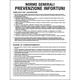 [79836] CARTELLO POLIONDA 50x67cm 'Norme generali prevenzione infortuni'