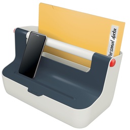 [92737] Cassetta portaoggetti con maniglia grigio Cosy Leitz