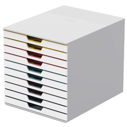 [90202] Cassettiera 10 cassetti colorati Varicolor mix10 bianco ghiaccio Durable
