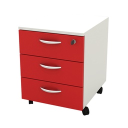 [82852] Cassettiera 3 Cass. con ruote Bianco/Rosso - Rainbow