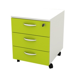 [82853] Cassettiera 3 Cass. con ruote Bianco/Verde - Rainbow