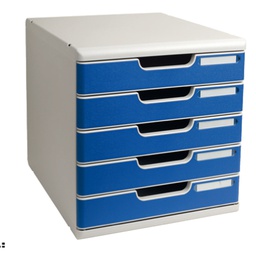 [61956] CASSETTIERA MODULO A4 5 CASSETTI GRIGIO/BLU EXACOMPTA