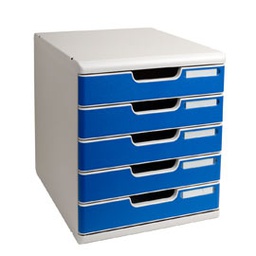 [61956] CASSETTIERA MODULO A4 5 CASSETTI GRIGIO/BLU EXACOMPTA