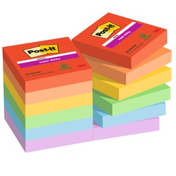 [94370] Cf. 12pz blocco 90fg. Post-it® Super Sticky 47,6x47,6mm 622-12SS-PLAY Playful