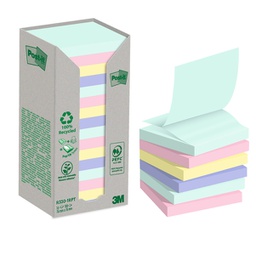 [94382] Cf. 16pz blocco 100 fg. Post-it®Z-Notes Green 76x76mm R330-1RPT colori pastello