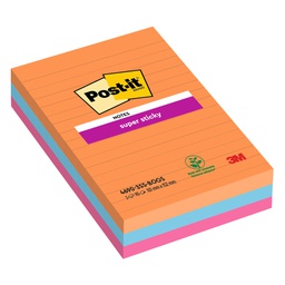 [94362] Cf. 3pz blocco 90fg. Post-it® Super Sticky RIGHE 101x152mm 4690-3SS-BOOS Boost