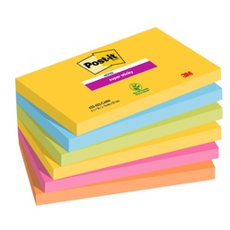 [94378] Cf. 6pz blocco 90fg. Post-it® Super Sticky 76x127mm 655-6SS- CARN Carnival
