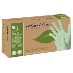 [96881] Conf 100 Guanti in nitrile bio tg L verde pastello Reflexx