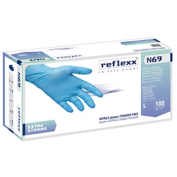 [96903] Conf 100 Guanti In Nitrile N69 taglia L azzurri EXTRAstrong Reflexx