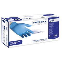 [96883] Conf 100 Guanti In Nitrile R70 tg S Senza Polvere azzurro Reflexx