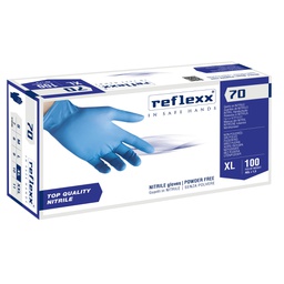 [96886] Conf 100 Guanti In Nitrile R70 tg XL Senza Polvere azzurro Reflexx