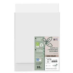 [94539] Conf 10 Buste a U in PP riciclato 30x42cm GAIA Sei rota