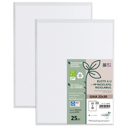 [94536] Conf 25 Buste a U in PP riciclato 22x30cm GAIA Sei rota