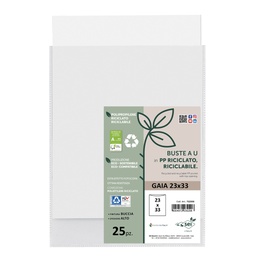 [94537] Conf 25 Buste a U in PP riciclato 23x33cm GAIA Sei rota