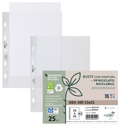 [94528] Conf 25 Buste forate in PP riciclato buccia medium 15X21cm GEA 100 Sei rota