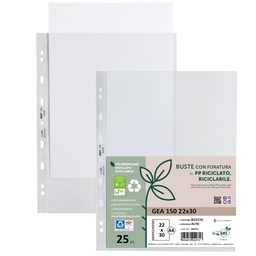 [94531] Conf 25 Buste forate in PP riciclato buccia pesante 22x30cm GEA 150 Sei rota