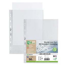 [94530] Conf 50 Buste forate in PP riciclato buccia medium 22x30cm GEA 100 Sei rota