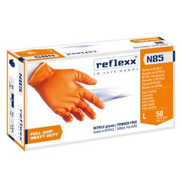 [96894] Conf 50 Guanti In Nitrile N85 arancione tg L ultra resistenti Reflexx