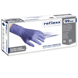 [96890] Conf 50 Guanti In Nitrile R99 tg L ultra resist manichetta lunga indaco Reflexx