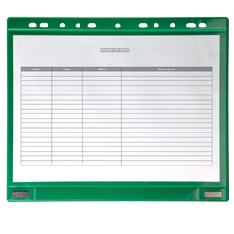 [92171] Conf. 5 Buste forate per supporti magnetici ad anelli f.to A4 verdi Djois