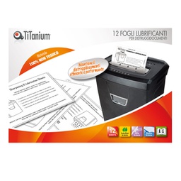 [93298] Confezione 12 fogli lubrificanti per distruggidocumenti TiTanium