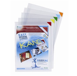 [92154] Confezione 5 tasche a L con retro adesivo f.to A4 multicolor Djois