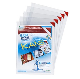 [92155] Confezione 5 tasche a L con retro adesivo f.to A5 rosse Djois