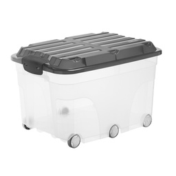 [79675] CONTENITORE Compact con RUOTE 57Lt con COPERCHIO NERO
