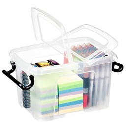 [64590] CONTENITORE MULTIUSO C/COPERCHIO L28,5x P22,5x H17,5cm - 6LT STRATA