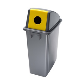[76496] CONTENITORE Office 60Lt + COPERCHIO GIALLO con FORO per BOTTIGLIE