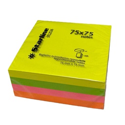 [STL2526] CUBO BIGLIETTI ADESIVI ASSORT.NEON 75X75mm 320fg 70gr Starline