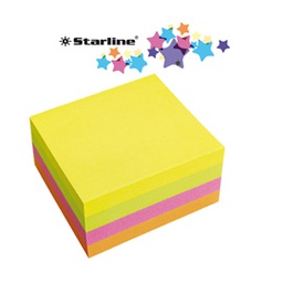 [STL2526] CUBO BIGLIETTI ADESIVI ASSORT.NEON 75X75mm 320fg 70gr Starline