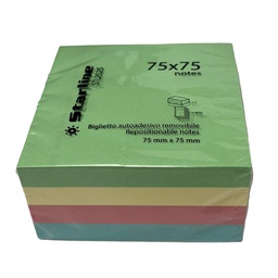 [STL2525] CUBO BIGLIETTI ADESIVI ASSORT.TENUE 75X75mm 400fg 70gr Starline
