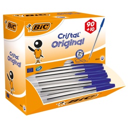 [64365] Dispenser value pack 90+10 penna sfera CRISTAL® medio 1,0mm blu BIC®