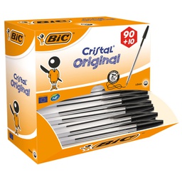 [64364] Dispenser value pack 90+10 penna sfera CRISTAL® medio 1,0mm nero BIC®