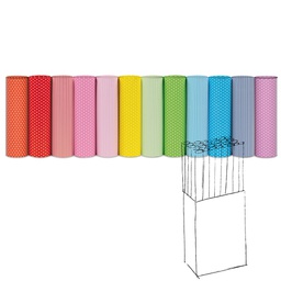 [95083] Espositore 50 rotoli carta regalo 2mt x 70cm fantasie righe e pois Rex Sadoch