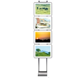[80426] ESPOSITORE LED da TERRA H200cm con 4 CORNICI A3 ORIZ. Freestanding LEDMAG