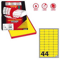 [80188] Etichetta adesiva A/406 giallo fluo 100fg A4 47,5x25,5mm (44et/fg Markin