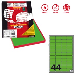 [80190] Etichetta adesiva A/406 verde fluo 100fg A4 47,5x25,5mm (44et/fg Markin
